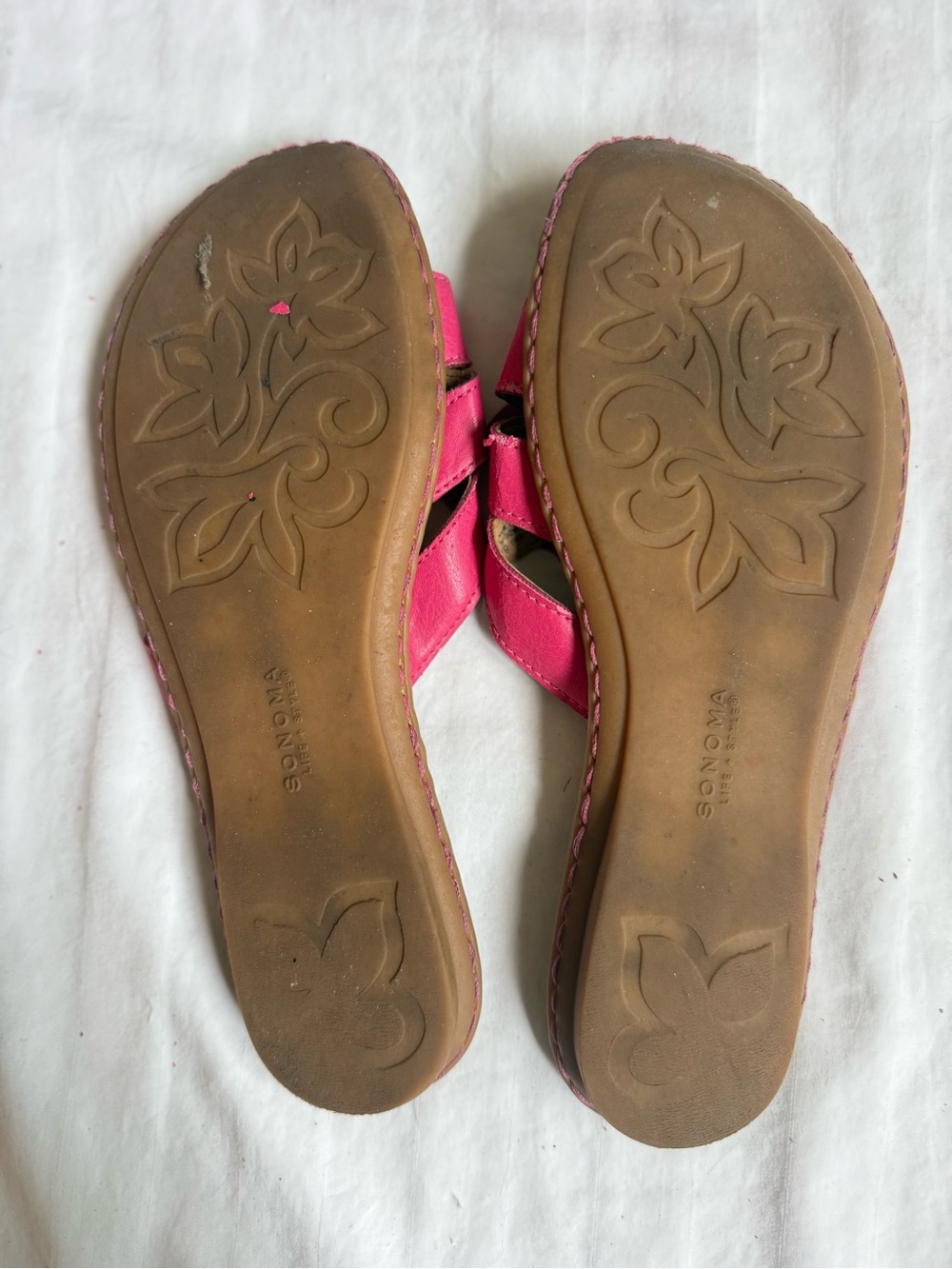 Sonoma Life + Style "Mariel" Fuchsia Pink Floral Slide Sandals Size 8 Summer - Picture 5 of 8
